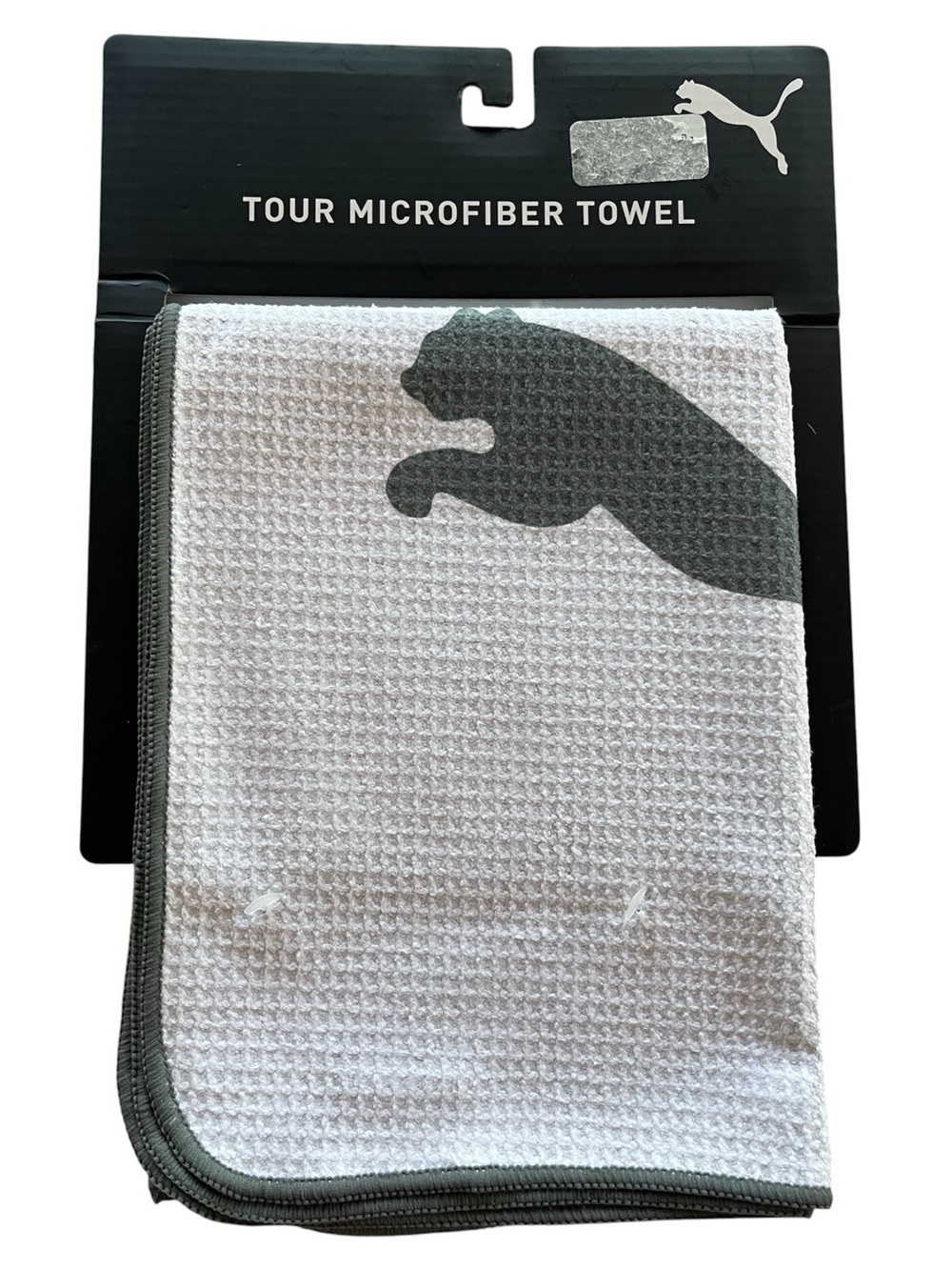 PUMA Golf Microfiber Players Tour Towel White Gray NWT